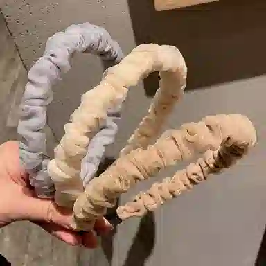 简应舒 甜美褶皱复古纯色洗脸百搭 网纱 发箍 女款