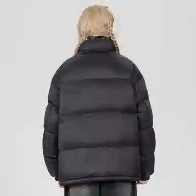 鸭鸭 美式简约品牌字母印花保暖抗寒舒适运动柔软休闲宽松防钻绒云朵泡芙立领个性拉链面包服羽绒服 男女同款