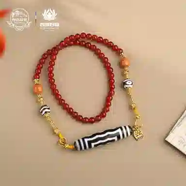 布达拉宫 五眼天珠 玛瑙 圆珠串珠项链 男女同款情侣款