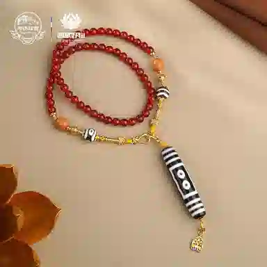 布达拉宫 五眼天珠 玛瑙 圆珠串珠项链 男女同款情侣款