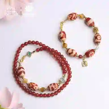 布达拉宫 红肉天珠铜配件 多功能链 玛瑙 项链 男女同款情侣款