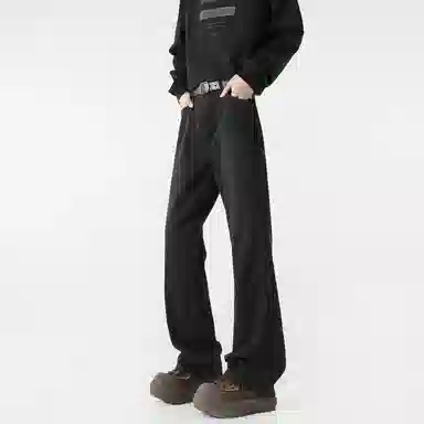 敦煌博物馆 美式复古废土风垂感舒适简约水洗做旧黄泥染微喇牛仔裤 男女同款