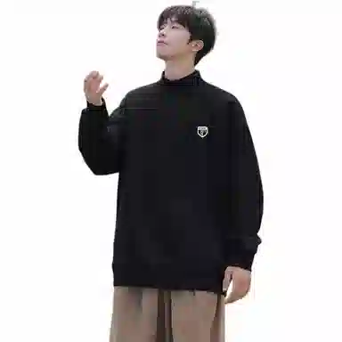 星际者 美式纯色学院风款宽松休闲基础款柔软亲肤通勤百搭时尚户外潮流重磅套头打底内搭半高领卫衣 男女同款