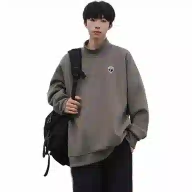 星际者 美式纯色学院风款宽松休闲基础款柔软亲肤通勤百搭时尚户外潮流重磅套头打底内搭半高领卫衣 男女同款