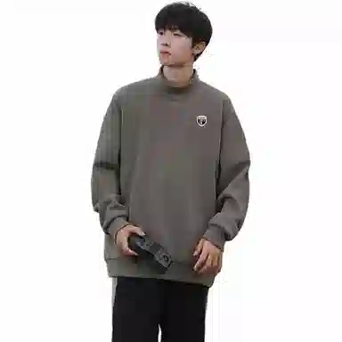 星际者 美式纯色学院风款宽松休闲基础款柔软亲肤通勤百搭时尚户外潮流重磅套头打底内搭半高领卫衣 男女同款