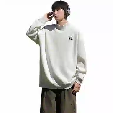 星际者 美式纯色学院风款宽松休闲基础款柔软亲肤通勤百搭时尚户外潮流重磅套头打底内搭半高领卫衣 男女同款