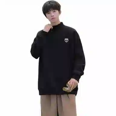 星际者 美式纯色学院风款宽松休闲基础款柔软亲肤通勤百搭时尚户外潮流重磅套头打底内搭半高领卫衣 男女同款