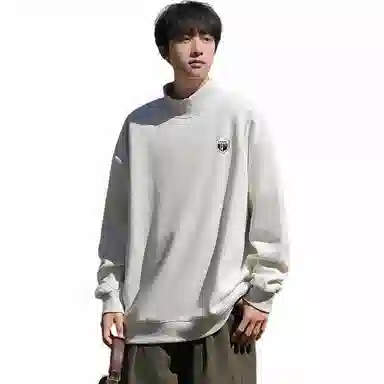 星际者 美式纯色学院风款宽松休闲基础款柔软亲肤通勤百搭时尚户外潮流重磅套头打底内搭半高领卫衣 男女同款