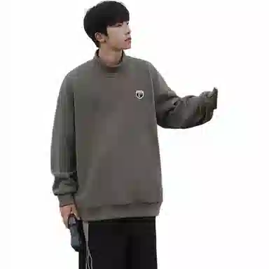 星际者 美式纯色学院风款宽松休闲基础款柔软亲肤通勤百搭时尚户外潮流重磅套头打底内搭半高领卫衣 男女同款