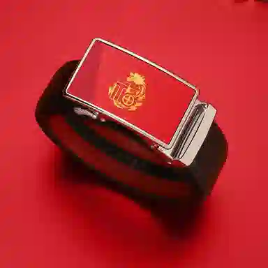 15 MINS Automatic Buckle Leather Belt Red