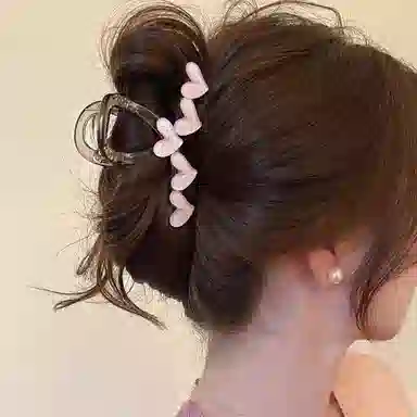 妖娆猫 韩系小清新爱心抓 高级感后脑勺发饰高端气质鲨鱼夹头饰 发夹 女款