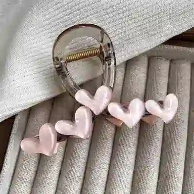 妖娆猫 韩系小清新爱心抓 高级感后脑勺发饰高端气质鲨鱼夹头饰 发夹 女款