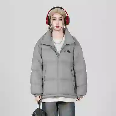 鸭鸭 立领时尚潮流经典撞色宽松舒适保暖防风防寒拉链长袖面包服百搭休闲羽绒服 男女同款