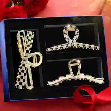 妖娆猫 气质秋冬款鲨鱼夹发卡大号发量多后脑勺盘发头饰高级感发饰套装 合金 发夹 女款