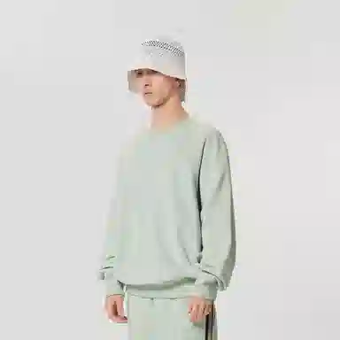 速写 纯色兔子图案圆领宽松套头运动休闲卫衣 男女同款