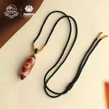 布达拉宫 红肉三眼天珠吊坠手工编绳 本命年红色颈饰藏式民族风 玛瑙 项链 男女同款情侣款