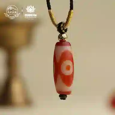 布达拉宫 红肉三眼天珠吊坠手工编绳 本命年红色颈饰藏式民族风 玛瑙 项链 男女同款情侣款