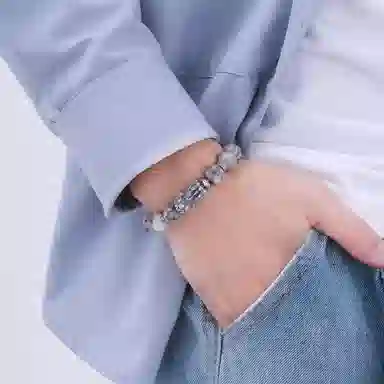 恋朵 国风潮酷 招财足银貔貅 地图石 手串 男款