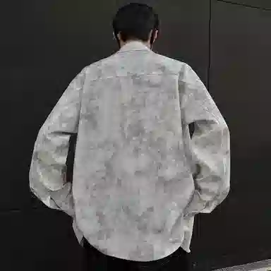 金贝勒 美式纯色宽松翻领舒适休闲百搭长袖衬衫 男女同款
