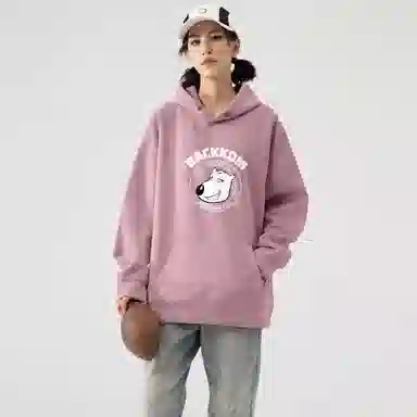 大卫贝肯 美式复古搞怪倒霉熊字母印花休闲百搭落肩套头长袖连帽卫衣 男女同款