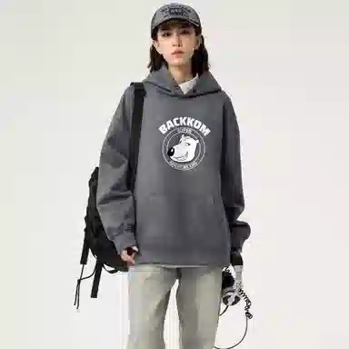 大卫贝肯 美式复古搞怪倒霉熊字母印花休闲百搭落肩套头长袖连帽卫衣 男女同款