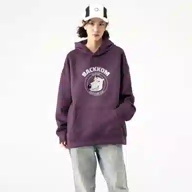 大卫贝肯 美式复古搞怪倒霉熊字母印花休闲百搭落肩套头长袖连帽卫衣 男女同款