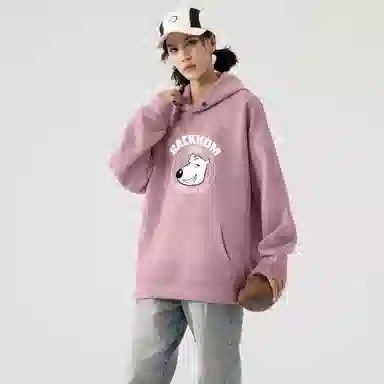 大卫贝肯 美式复古搞怪倒霉熊字母印花休闲百搭落肩套头长袖连帽卫衣 男女同款