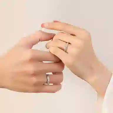 【S999足银纯银 可免费刻字】六桂福 福韵金 甜饰冰川对戒山川冰河 钟爱久久闪耀银河素圈恋爱告白#好运 首饰 戒指 男女同款情侣款