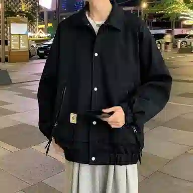 物质公式 美式高街复古学院风基础款单排扣简约工装大口袋无性别主义水洗做旧透气百搭宽松翻领休闲 牛仔外套 男女同款