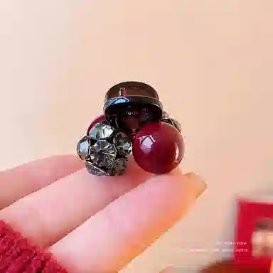 丹琴 红色小号抓夹前额刘海碎发侧边公主头 亚克力 发夹 女款