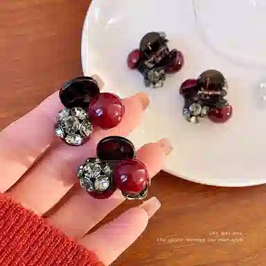 丹琴 红色小号抓夹前额刘海碎发侧边公主头 亚克力 发夹 女款