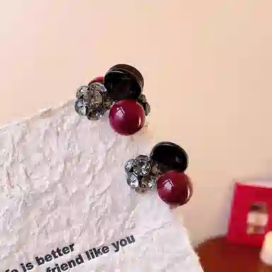 丹琴 红色小号抓夹前额刘海碎发侧边公主头 亚克力 发夹 女款