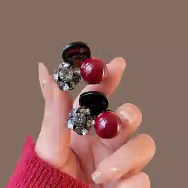 丹琴 红色小号抓夹前额刘海碎发侧边公主头 亚克力 发夹 女款