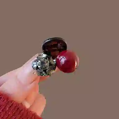 丹琴 红色小号抓夹前额刘海碎发侧边公主头 亚克力 发夹 女款