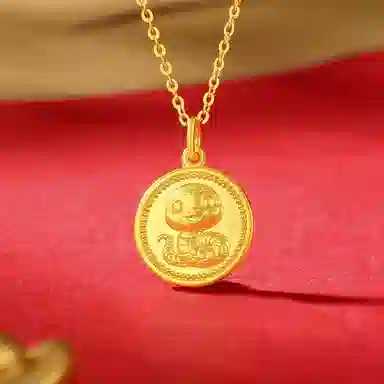 中国珠宝 福蛇锁骨链 国潮平安纳福 招财纳福 国风复古新中式古典风 轻奢贵气高级感 足金 按克计价 黄金项链 女款