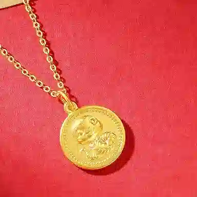 中国珠宝 福蛇锁骨链 国潮平安纳福 招财纳福 国风复古新中式古典风 轻奢贵气高级感 足金 按克计价 黄金项链 女款