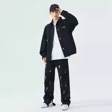 大卫贝肯 美式宽松休闲潮流单排扣翻领夹克外套 男女同款