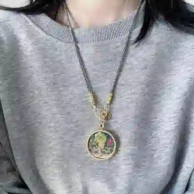 花茜樱 黄财神 原创设计手工编织西藏手绘唐卡民族风招财转运 合金 项链 男女同款情侣款