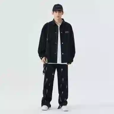 大卫贝肯 美式宽松休闲潮流单排扣翻领夹克外套 男女同款