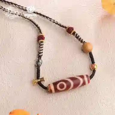 布达拉宫 红肉二眼天珠吊坠民族风 玛瑙 藏式西藏编绳颈饰项链 男女同款情侣款