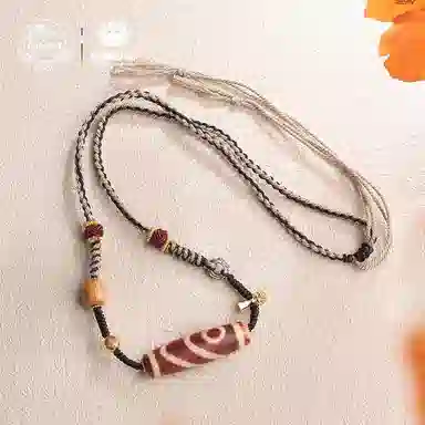 布达拉宫 红肉二眼天珠吊坠民族风 玛瑙 藏式西藏编绳颈饰项链 男女同款情侣款