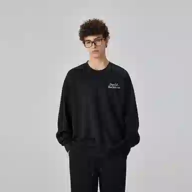 大卫贝肯 美式复古简约宽松休闲圆领长袖卫衣 男女同款 西瓜粉