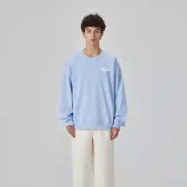 大卫贝肯 美式复古简约宽松休闲圆领长袖卫衣 男女同款 西瓜粉