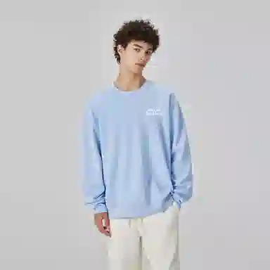 大卫贝肯 美式复古简约宽松休闲圆领长袖卫衣 男女同款 西瓜粉