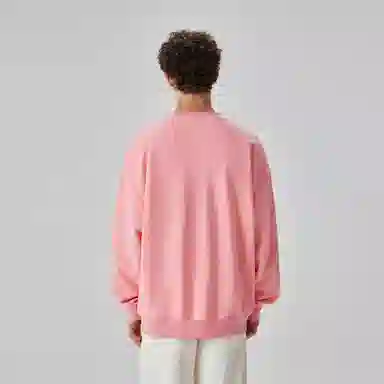 大卫贝肯 美式复古简约宽松休闲圆领长袖卫衣 男女同款 西瓜粉