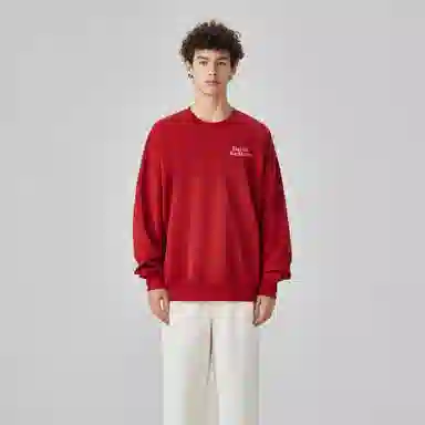 大卫贝肯 美式复古简约宽松休闲圆领长袖卫衣 男女同款 西瓜粉