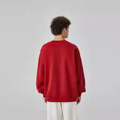 大卫贝肯 美式复古简约宽松休闲圆领长袖卫衣 男女同款 西瓜粉