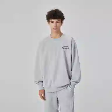 大卫贝肯 美式复古简约宽松休闲圆领长袖卫衣 男女同款 西瓜粉