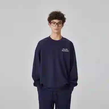 大卫贝肯 美式复古简约宽松休闲圆领长袖卫衣 男女同款 西瓜粉