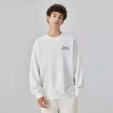 大卫贝肯 美式复古简约宽松休闲圆领长袖卫衣 男女同款 西瓜粉